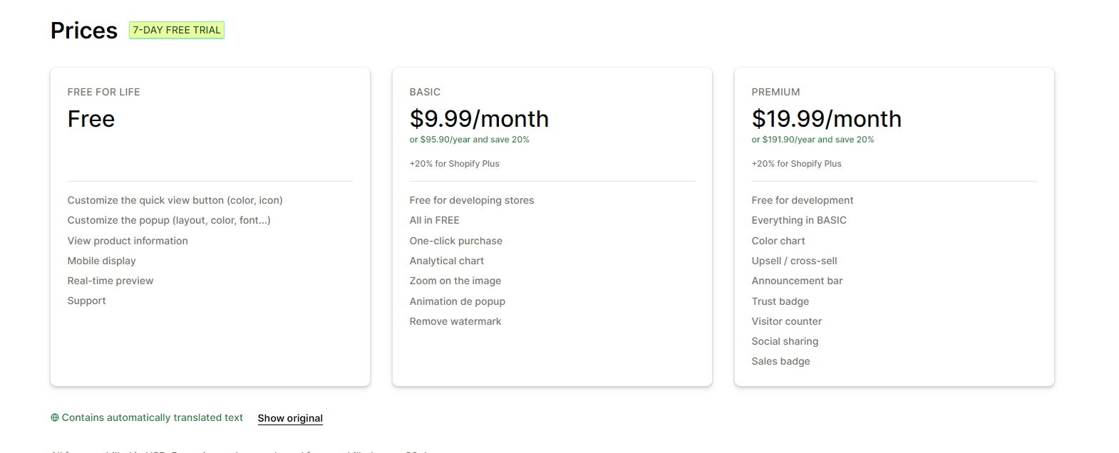 qikify Quick View Popups pricing
